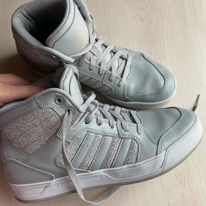 Adidas neo women mid top sneakers gray and white
